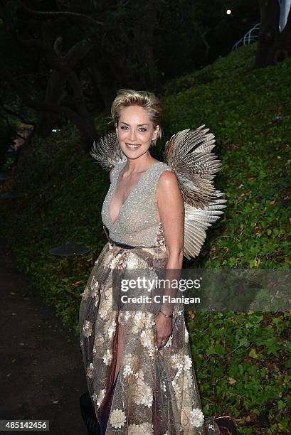 Actress Sharon Stone attends the Fourth Annual Hotbed Gala at the Drever Family Estate on August 22, 2015 in Tiburon, California.