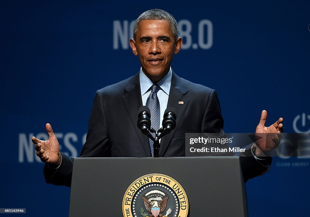 President Obama Speaks At Clean Energy Summit In Las Vegas