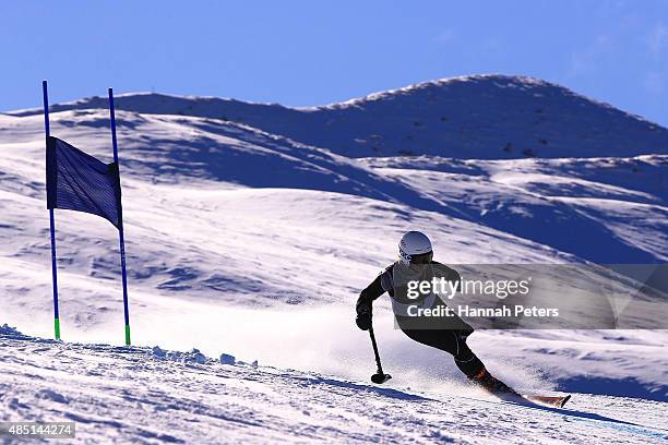 Stephanie Jallen of the United States competes in the Women Giant Slalom Standing LW9-1 in the IPC Alpine Adaptive Giant Slalom Southern Hemisphere...