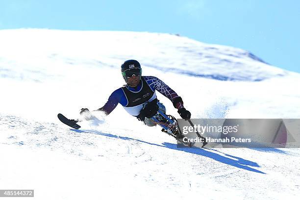 Tyler Walker of the United States competes in the Men Giant Slalom Sitting LW12-1 in the IPC Alpine Adaptive Giant Slalom Southern Hemisphere Cup...