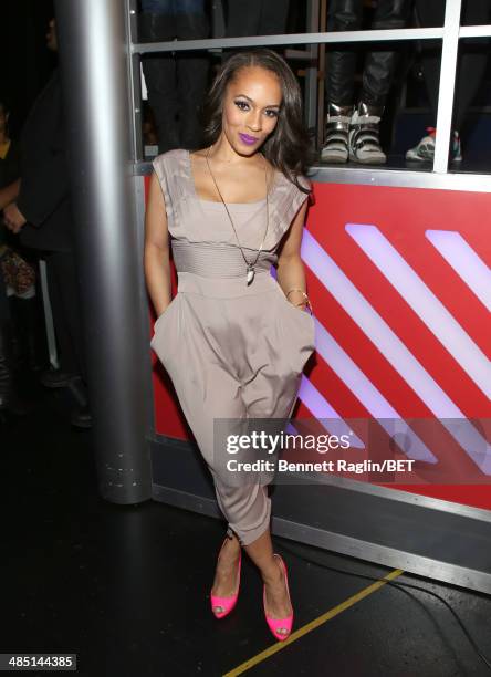 Personality Melyssa Ford visits 106 & Park at BET studio on April 16, 2014 in New York City.