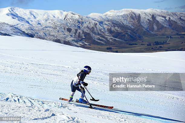Melanie Schwartz of the United States competes in the Women Giant Slalom Standing LW2 in the IPC Alpine Adaptive Giant Slalom Southern Hemisphere Cup...