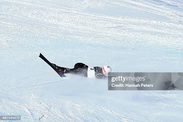 Stephanie Jallen of the United States crashes in the Women Giant Slalom Standing LW9-1 in the IPC Alpine Adaptive Giant Slalom Southern Hemisphere...