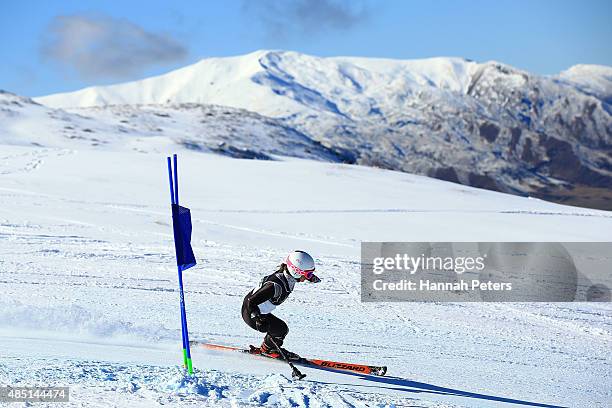 Stephanie Jallen of the United States competes in the Women Giant Slalom Standing LW9-1 in the IPC Alpine Adaptive Giant Slalom Southern Hemisphere...