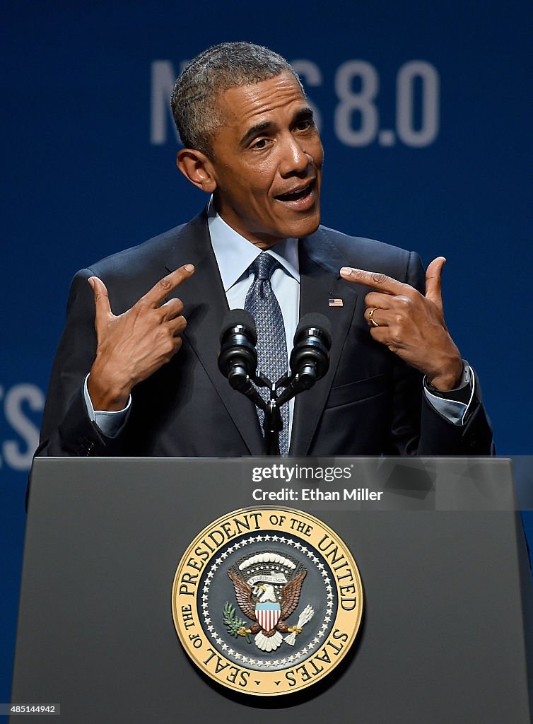 President Obama Speaks At Clean Energy Summit In Las Vegas