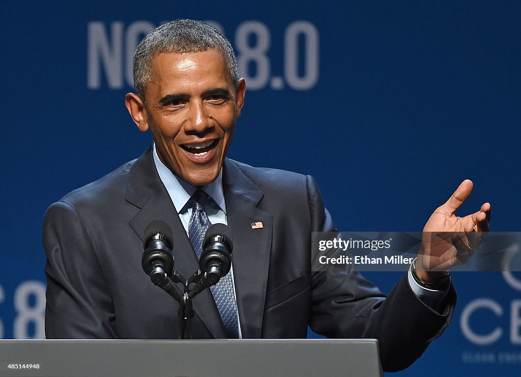 President Obama Speaks At Clean Energy Summit In Las Vegas