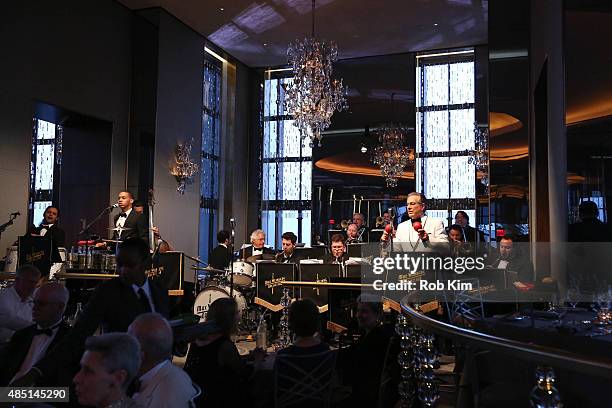 Max Weinberg's big band performs during Mondays With Max: Max Weinberg's Rainbow Room Residency at The Rainbow Room on August 24, 2015 in New York...