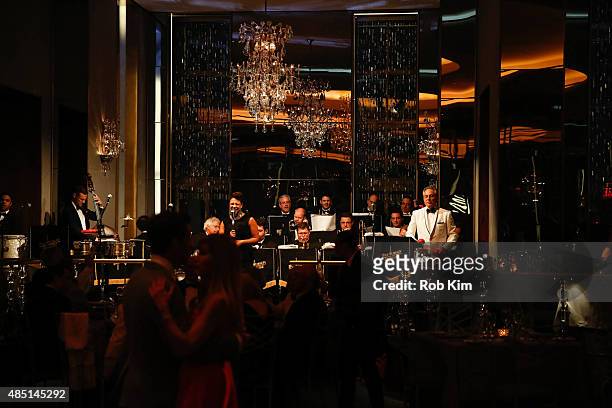 Max Weinberg's big band performs during Mondays With Max: Max Weinberg's Rainbow Room Residency at The Rainbow Room on August 24, 2015 in New York...