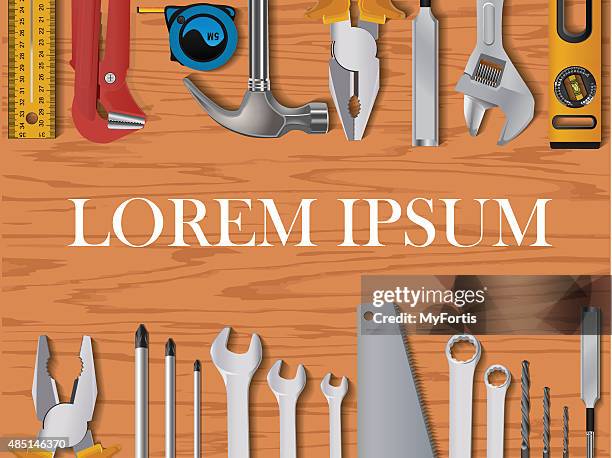 tools logo with text - plumber tools background stock illustrations