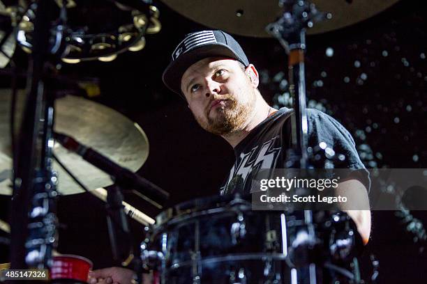 Ben Thatcher of Royal Blood performs at DTE Energy Music Theater on August 24, 2015 in Clarkston, Michigan.