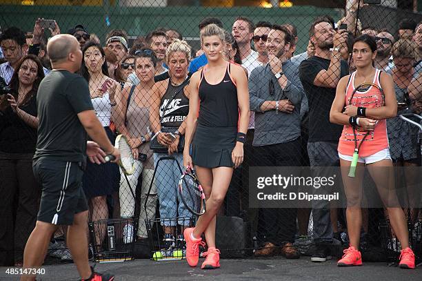 Genie Bouchard attends Nike's "NYC Street Tennis" event on August 24, 2015 in New York City.