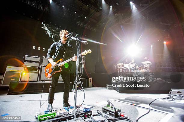 Mike Kerr and Ben Thatcher of Royal Blood perform at DTE Energy Music Theater on August 24, 2015 in Clarkston, Michigan.