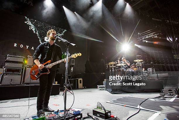 Mike Kerr and Ben Thatcher of Royal Blood perform at DTE Energy Music Theater on August 24, 2015 in Clarkston, Michigan.