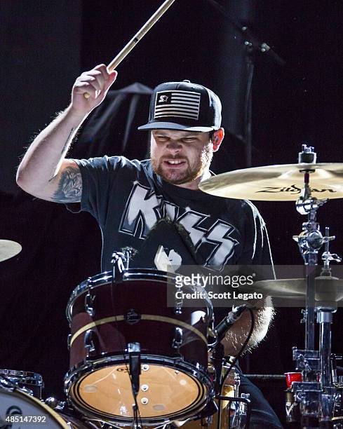 Ben Thatcher of Royal Blood performs at DTE Energy Music Theater on August 24, 2015 in Clarkston, Michigan.