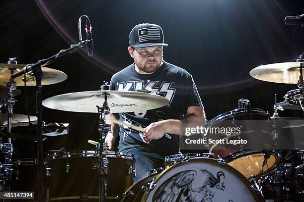 Ben Thatcher of Royal Blood performs at DTE Energy Music Theater on August 24, 2015 in Clarkston, Michigan.
