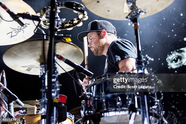 Ben Thatcher of Royal Blood performs at DTE Energy Music Theater on August 24, 2015 in Clarkston, Michigan.