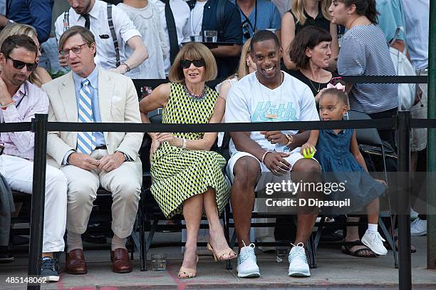 Shelby Bryan, Anna Wintour, and Victor Cruz attend Nike's "NYC Street Tennis" event on August 24, 2015 in New York City.