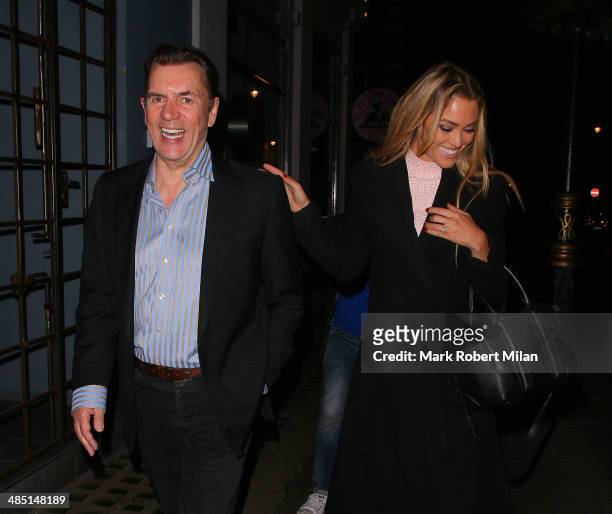 Duncan Bannatyne and Cassandra Harris at the Groucho club on April 16, 2014 in London, England.