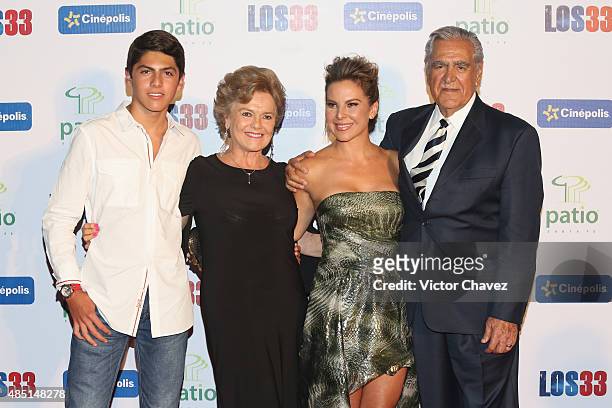 Kate Trillo Graham, Kate del Castillo and Eric del Castillo attend "Los 33" Mexico City premiere at Cinepolis Patio Santa Fe on August 24, 2015 in...
