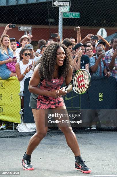 Serena Williams attends Nike's "NYC Street Tennis" event on August 24, 2015 in New York City.