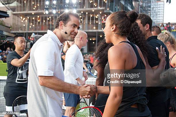 Pete Sampras and Madison Keys attend Nike's "NYC Street Tennis" event on August 24, 2015 in New York City.