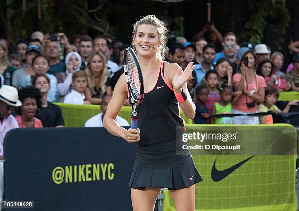 Genie Bouchard attends Nike's "NYC Street Tennis" event on August 24, 2015 in New York City.