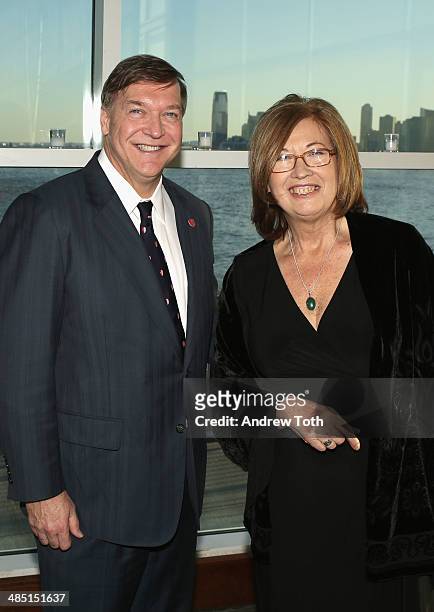 Stony Brook President Samuel L. Stanley Jr. And honoree Dr. Patricia C. Wright attend the Stars of Stony Brook Gala 2014 at Chelsea Piers on April...