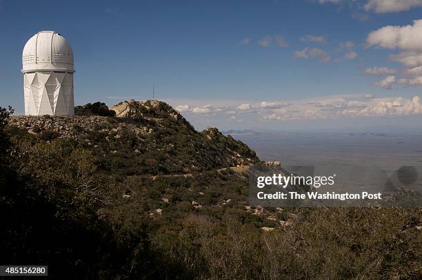 Kitt Peak National Observatory, Arizona - The Mayall 4-meter telescope, the most prominent structure atop Kitt Peak, is visible from up to 50 miles...