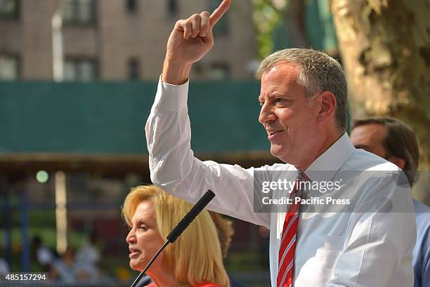 Mayor Bill de Blasio calls on a member of the press at the start of the press conference's off-topic q&a. Mayor Bill de Blasio joined with select...