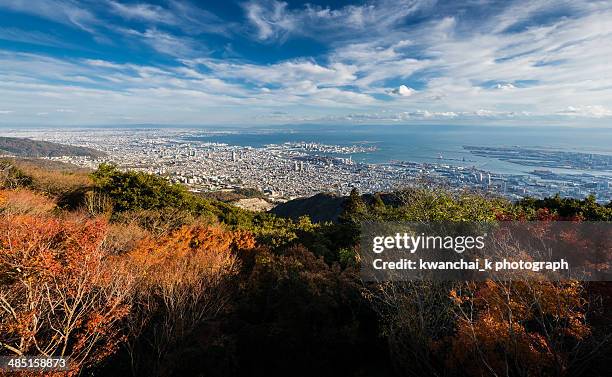 view of osaka bay from mount maya - prefettura di hyogo foto e immagini stock