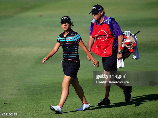 Lydia Ko of New Zealand walks up the fairway on the 5th hole during the first round of the LPGA LOTTE Championship Presented by J Golf on April 16,...