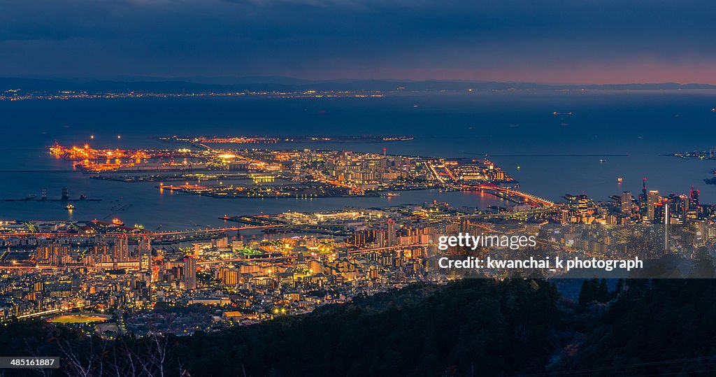 Night View of Osaka Bay from Mount Maya