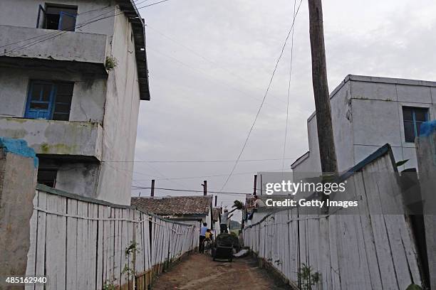 General view of Tumangang-a small town located at North Korea and Russia board on August 19, 2015 in Tumangang, North Korea. North and South Korea...