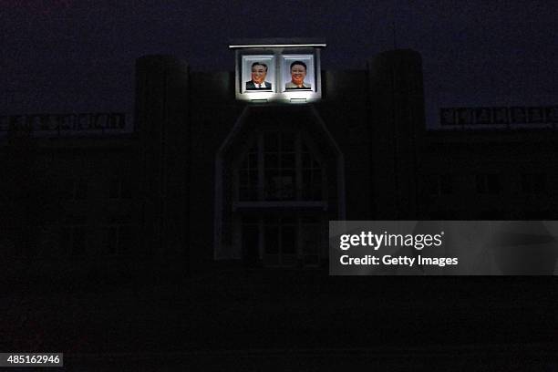 General view of of Tumangang railway station in night on August 19, 2015 in Tumangang, North Korea. North and South Korea today came to an agreement...