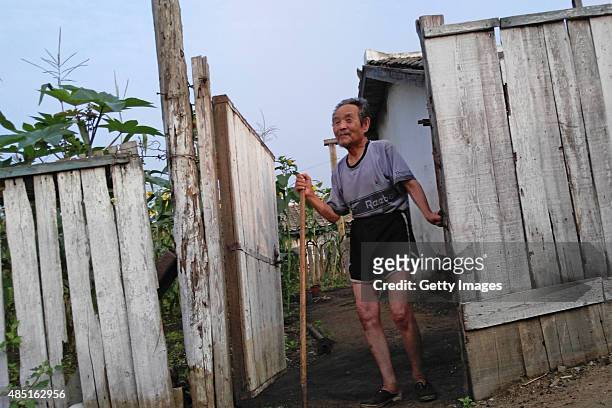 An elderly man is seen on August 20, 2015 in Tumangang, North Korea. North and South Korea today came to an agreement to ease tensions following an...