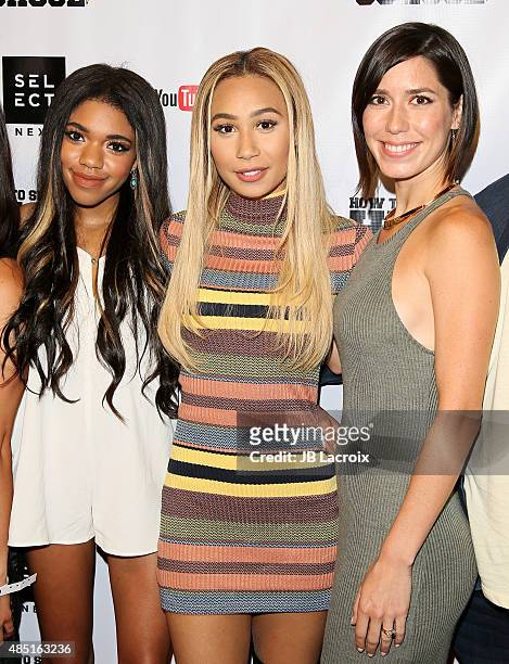 Teala Dunn, Eva Gutowski and Sheila Carrasco attend the screening of 'How To Survive High School' on August 24, 2015 in Los Angeles, California.