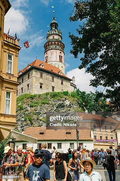 famous cityscape of český krumlov - trdelník stock pictures, royalty-free photos & images