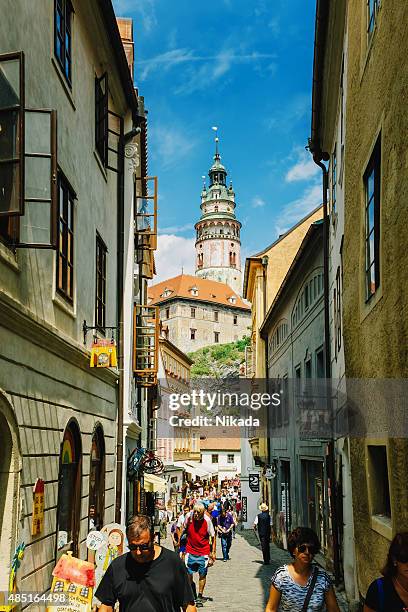 famous cityscape of český krumlov - trdelník stock pictures, royalty-free photos & images