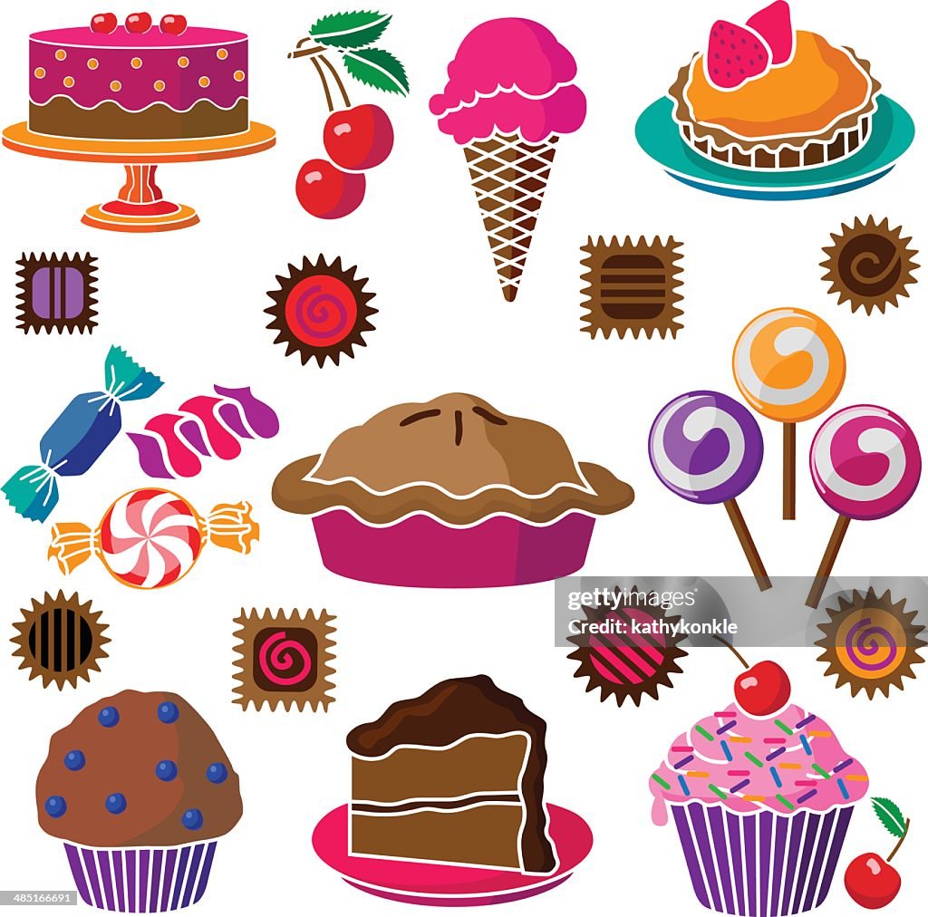 Cakes pies and candy