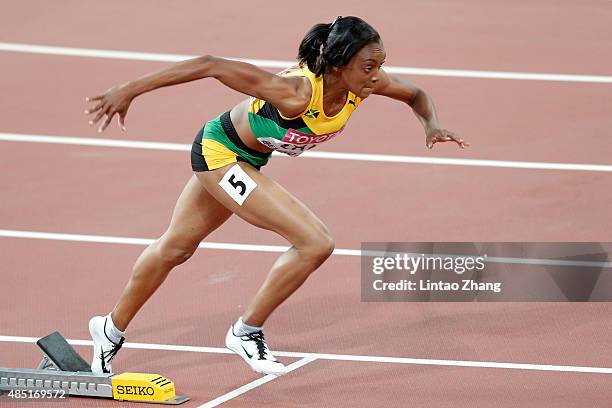 Christine Day of Jamaica competes in the Women's 400 metres Semi Final during day four of the 15th IAAF World Athletics Championships Beijing 2015 at...