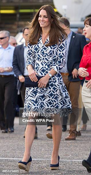Catherine, Duchess of Cambridge meets crowds of Public at Echo Point in the Blue Mountains on April 17, 2014 in Katoomba, Australia. The Duke and...