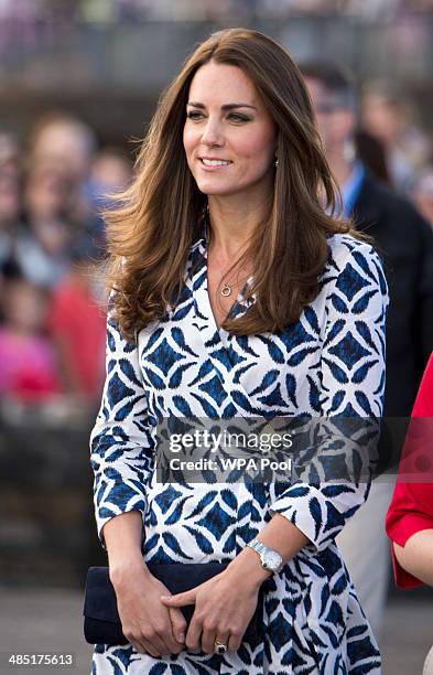 Catherine, Duchess of Cambridge meets crowds of Public at Echo Point in the Blue Mountains on April 17, 2014 in Katoomba, Australia. The Duke and...