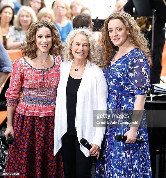 Abby Mueller, Carole King and Chilina Kennedy perform on NBC's "Today" at Rockefeller Plaza on August 25, 2015 in New York City.