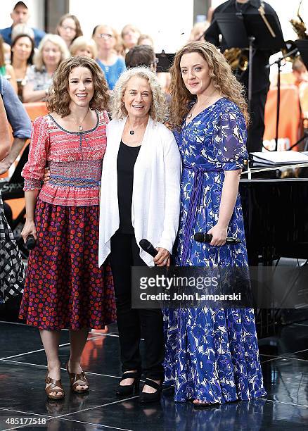 Abby Mueller, Carole King and Chilina Kennedy perform on NBC's "Today" at Rockefeller Plaza on August 25, 2015 in New York City.