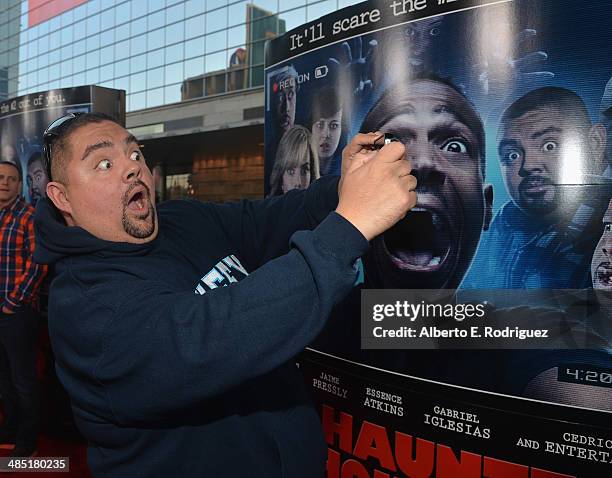 Actor Gabriel Iglesias arrives to the premiere of Open Road Films' "A Haunted House 2" at Regal Cinemas L.A. Live on April 16, 2014 in Los Angeles,...