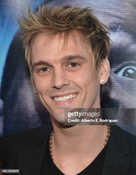 Singer Aaron Carter arrives to the premiere of Open Road Films' "A Haunted House 2" at Regal Cinemas L.A. Live on April 16, 2014 in Los Angeles,...