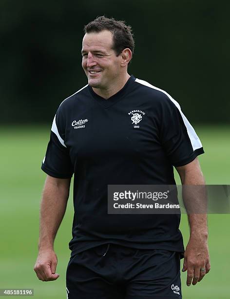 Carl Hayman of the Barbarians during a Barbarians training session at Latymer Upper School sports ground on August 25, 2015 in London, England.