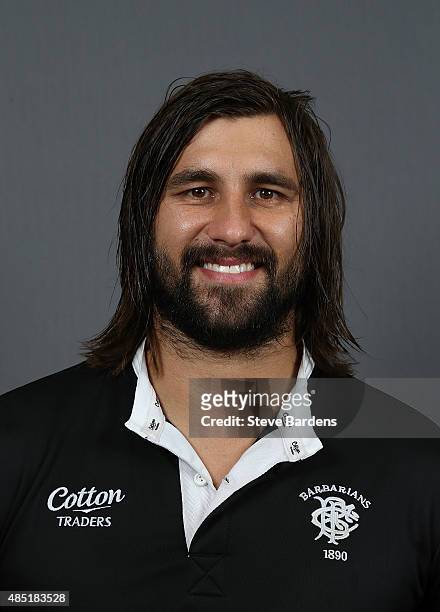 Jaques Potgieter of the Barbarians poses for a portrait during the Barbarians photocall at the Westbury Hotel on August 25, 2015 in London, England.