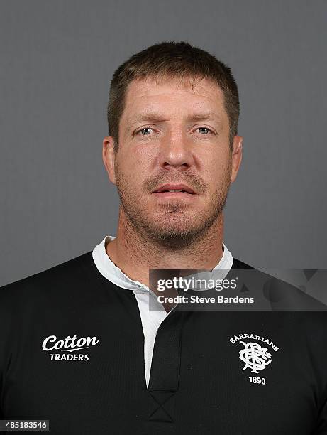 Bakkies Botha of the Barbarians poses for a portrait during the Barbarians photocall at the Westbury Hotel on August 25, 2015 in London, England.