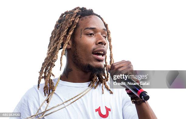 Fetty Wap performs onstage during the 2015 Billboard Hot 100 Music Festival at Nikon at Jones Beach Theater on August 23, 2015 in Wantagh, New York.